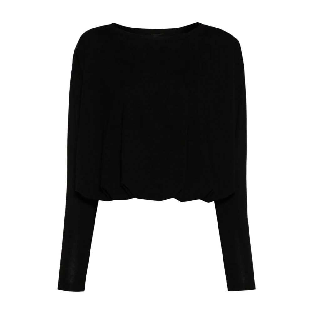 Pinko Zwarte Gedrapeerde Jersey Sweater Love Birds Black Dames