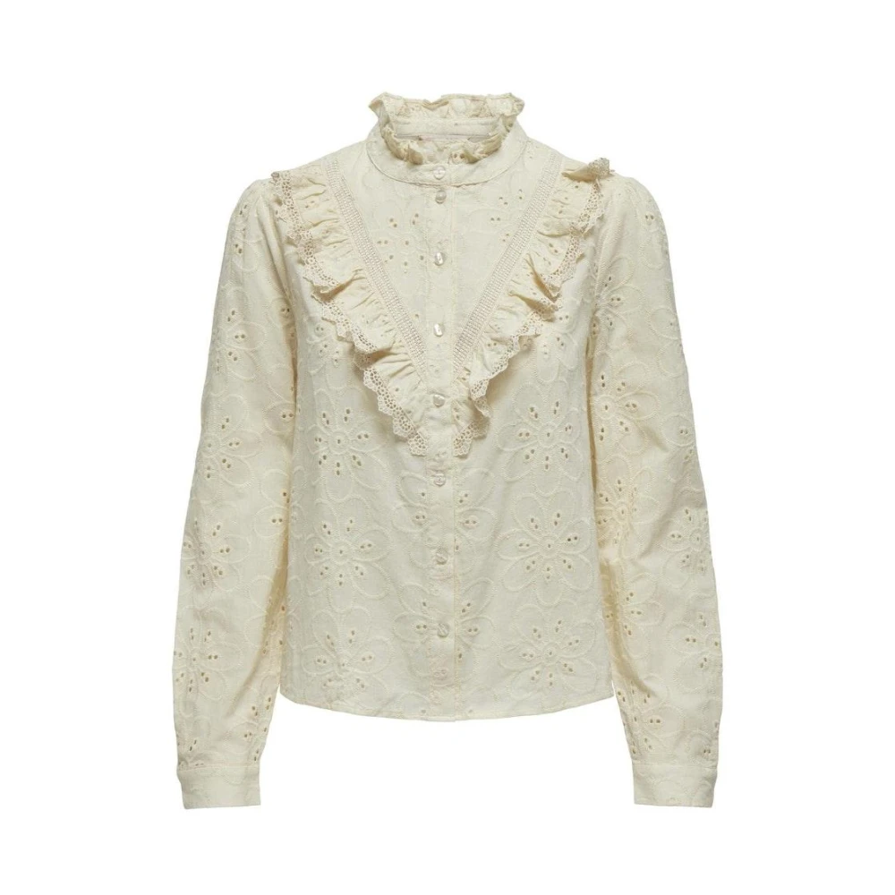 Only Boa Emb Frill Shirt Wit Beige Dames