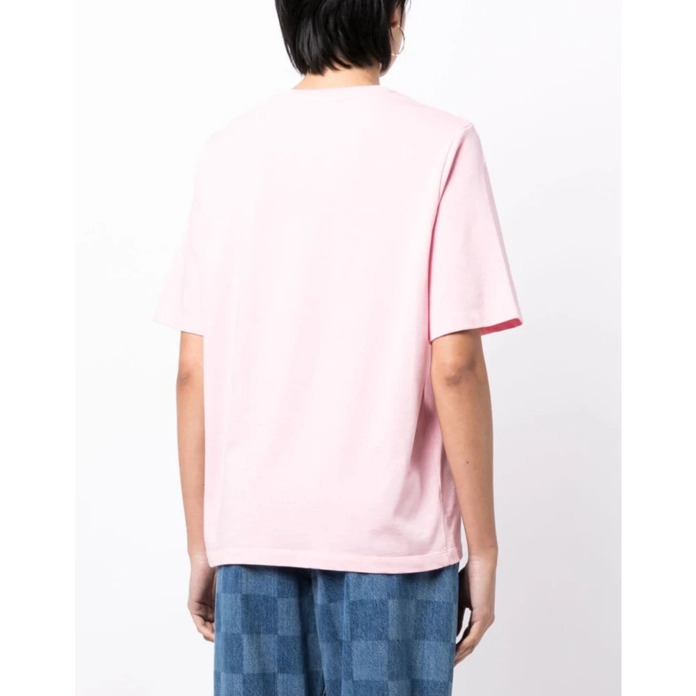 Maison Kitsuné Lichtroze Bloemenprint Logo T-shirt Pink Dames