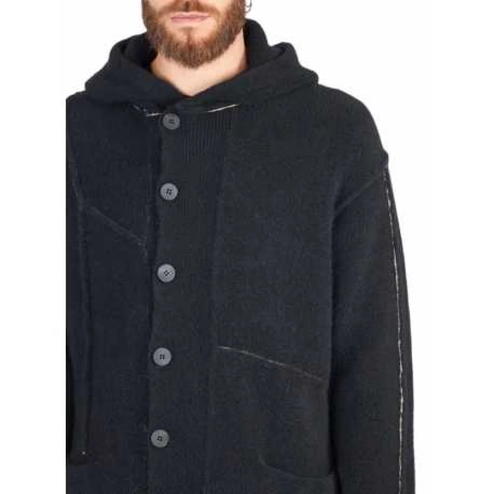 Isabel Benenato Lange Hooded Yak Vest Zwart Black Heren