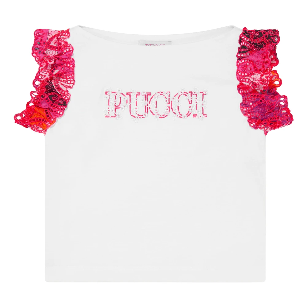 White Logo T-Shirt for Girls - Pucci - Modalova