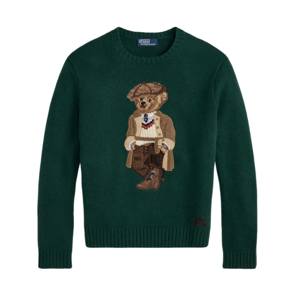 Polo Ralph Lauren Men's Green Round-Neck Knitwear, Xl, Wool Jumper Aw25