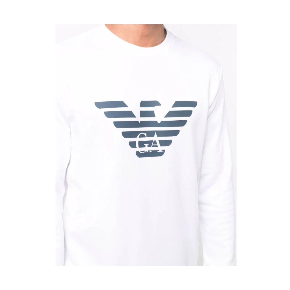 Emporio Armani Logo Print Sweatshirt White Heren
