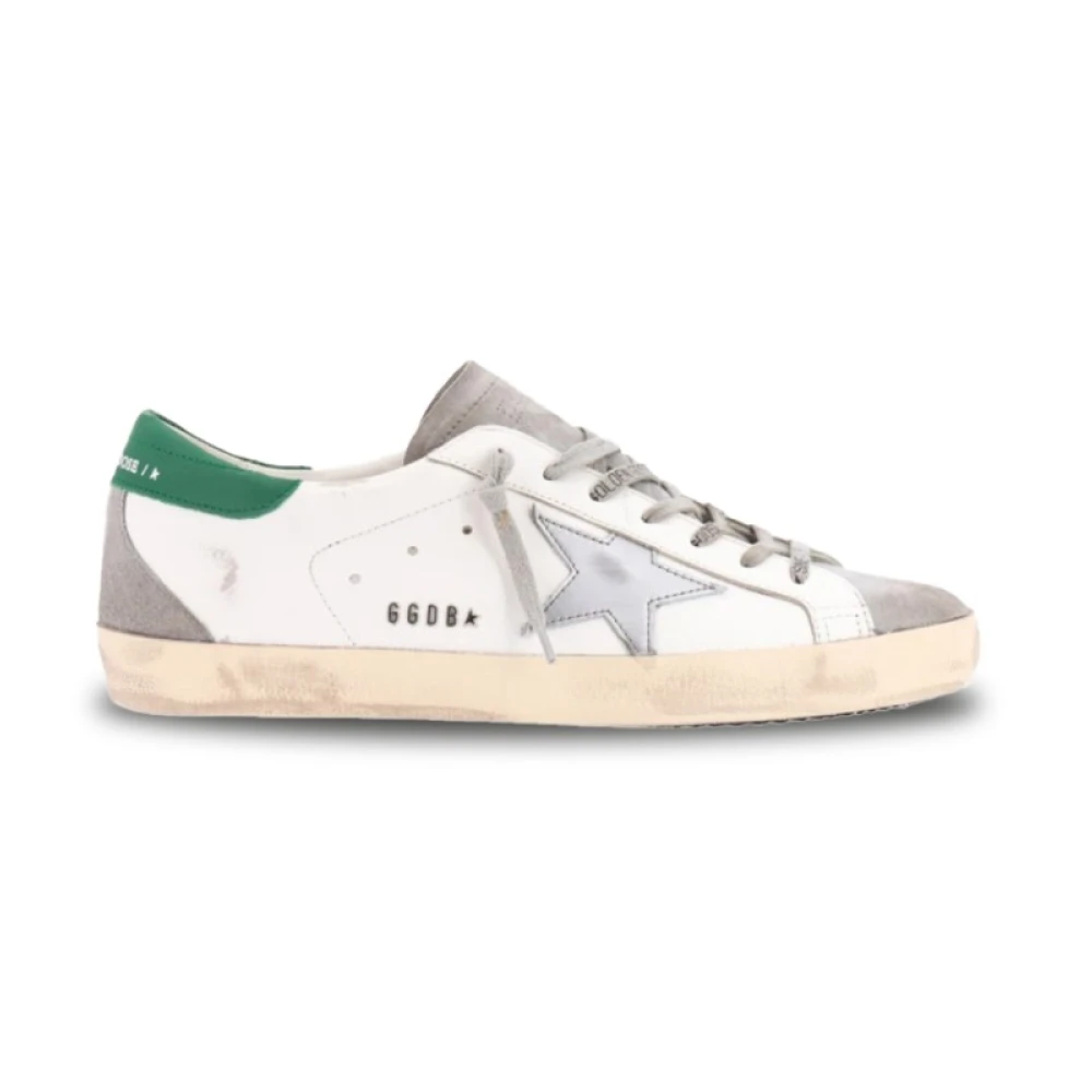 Hvide og grå sneakers med grøn hæl