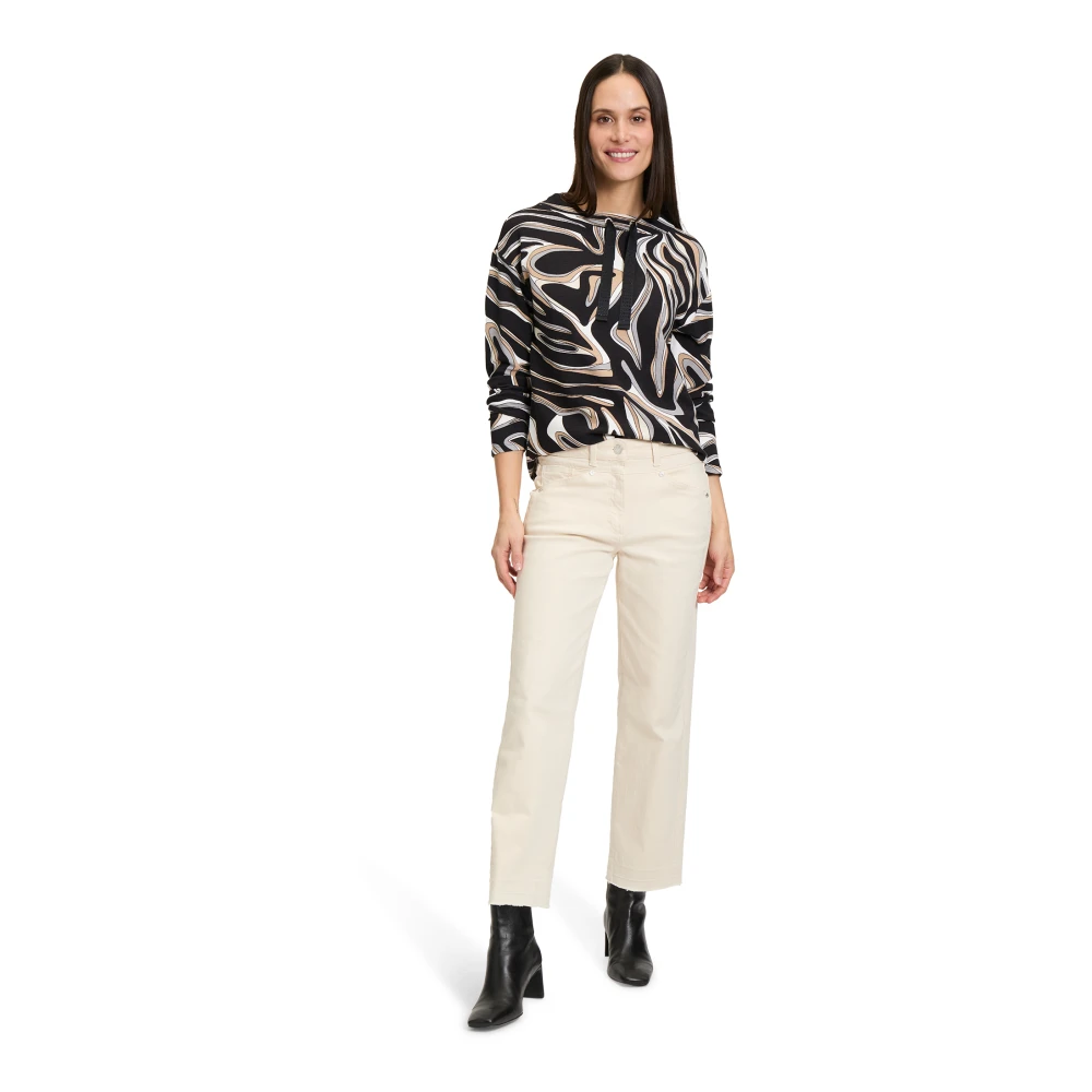Betty Barclay Sweatshirt met hoge kraag en dierenprint Black Dames