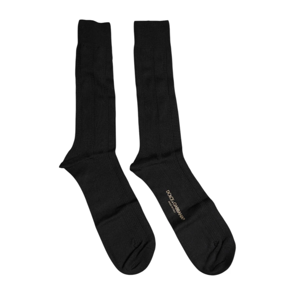 Dolce & Gabbana Hombre Negro - Calcetines De Algodón Con Detalles De Logo - Underwear - L - Calcetines De Algodón Con Detalles De Logo