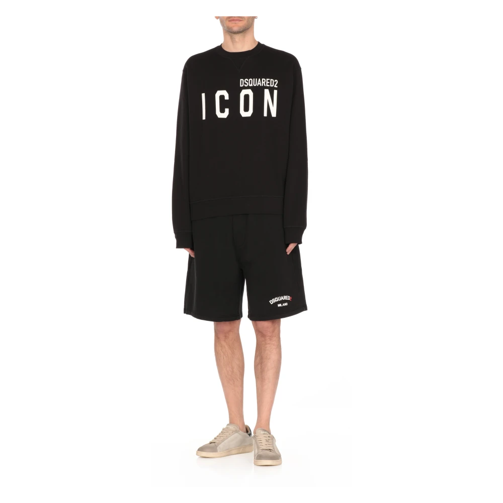 Dsquared2 Zwarte Katoenen Trui met Logo Black Heren
