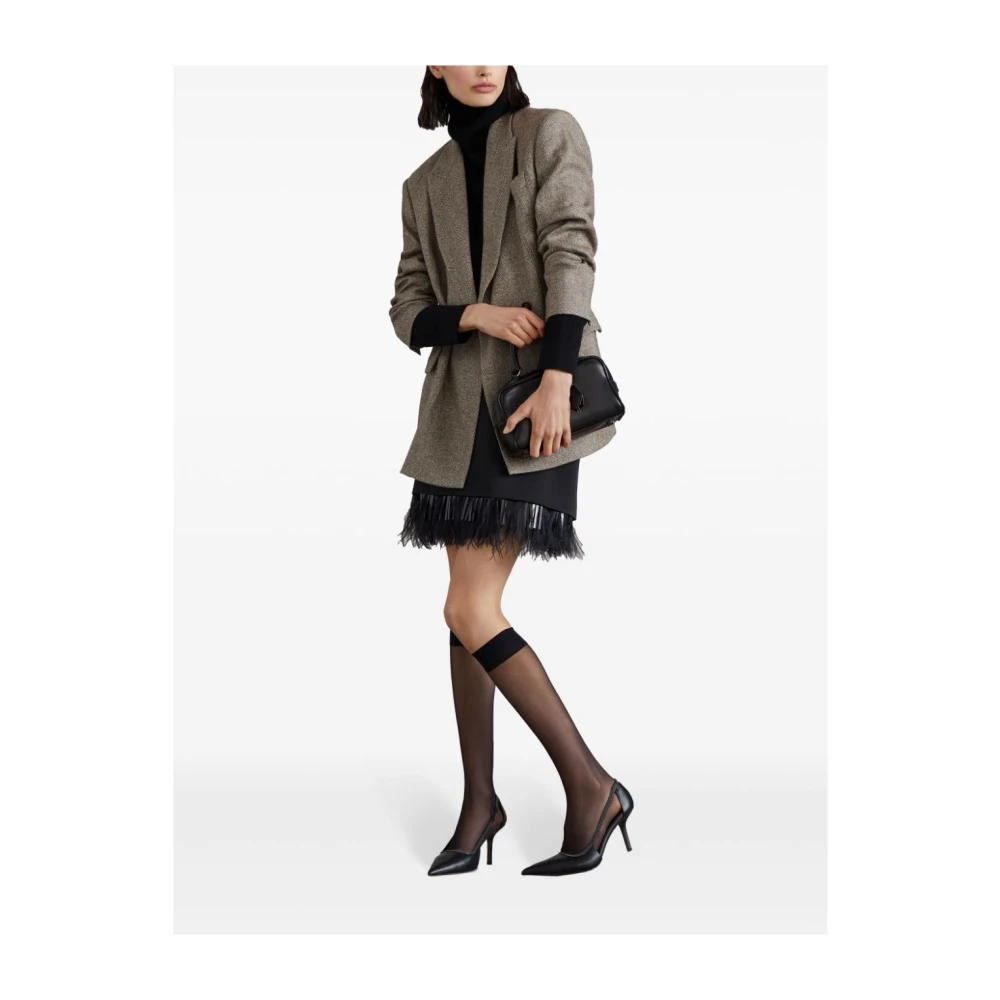 BRUNELLO CUCINELLI Zwarte A-Lijn Rok met Veer Trim Black Dames