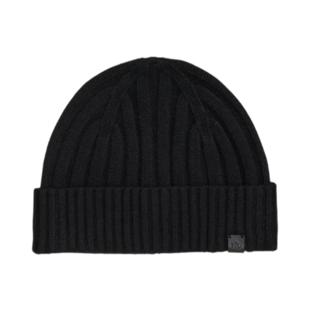 Ralph Lauren Women's Black Ribbed Beanie