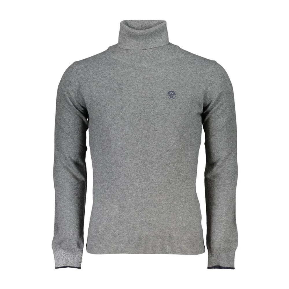 North Sails Men's Gray Embroidered Turtleneck Jumper With Fibers - Turtlenecks - 2XL - Knitwear