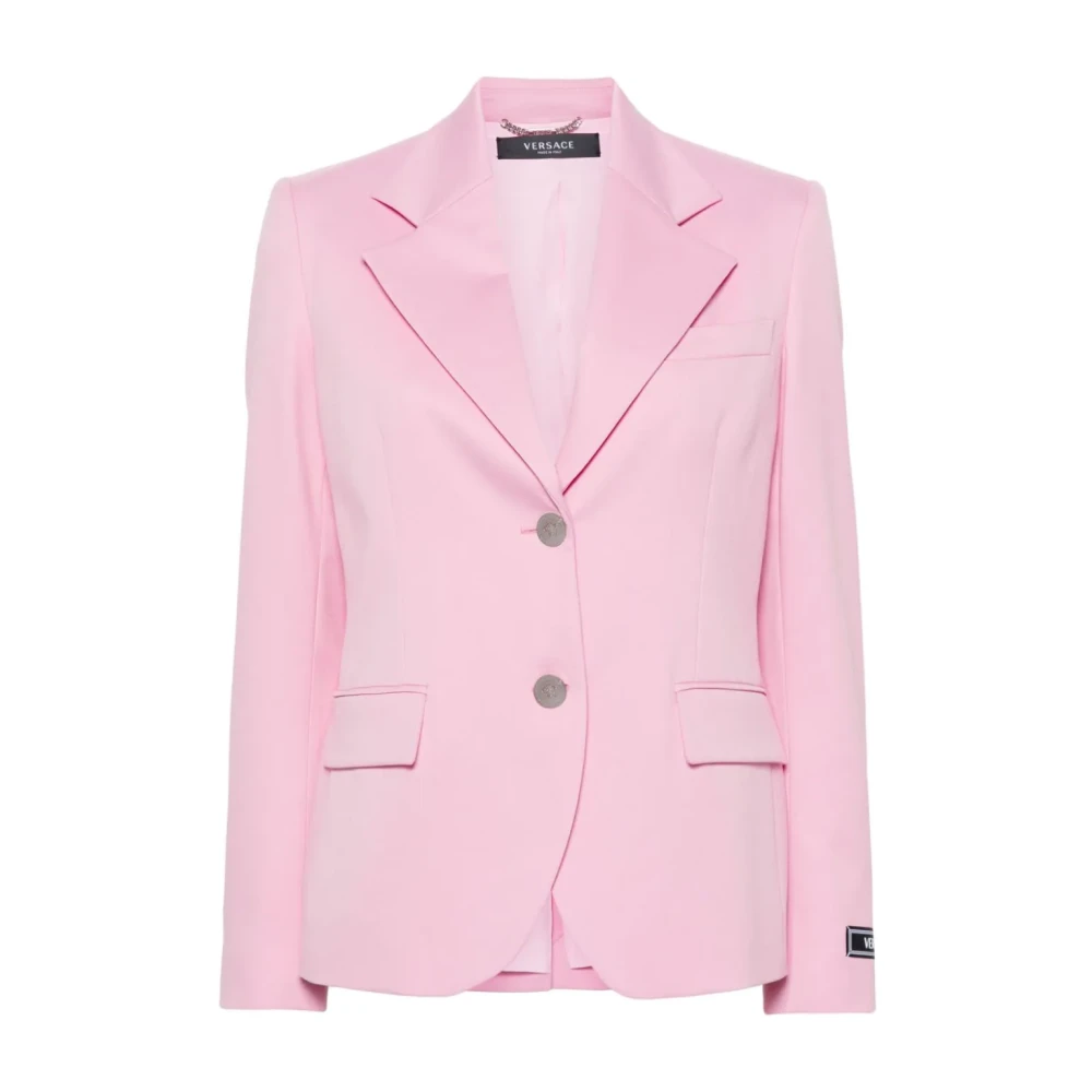 Versace Roze Wollen Jas met Lange Mouwen Pink Dames