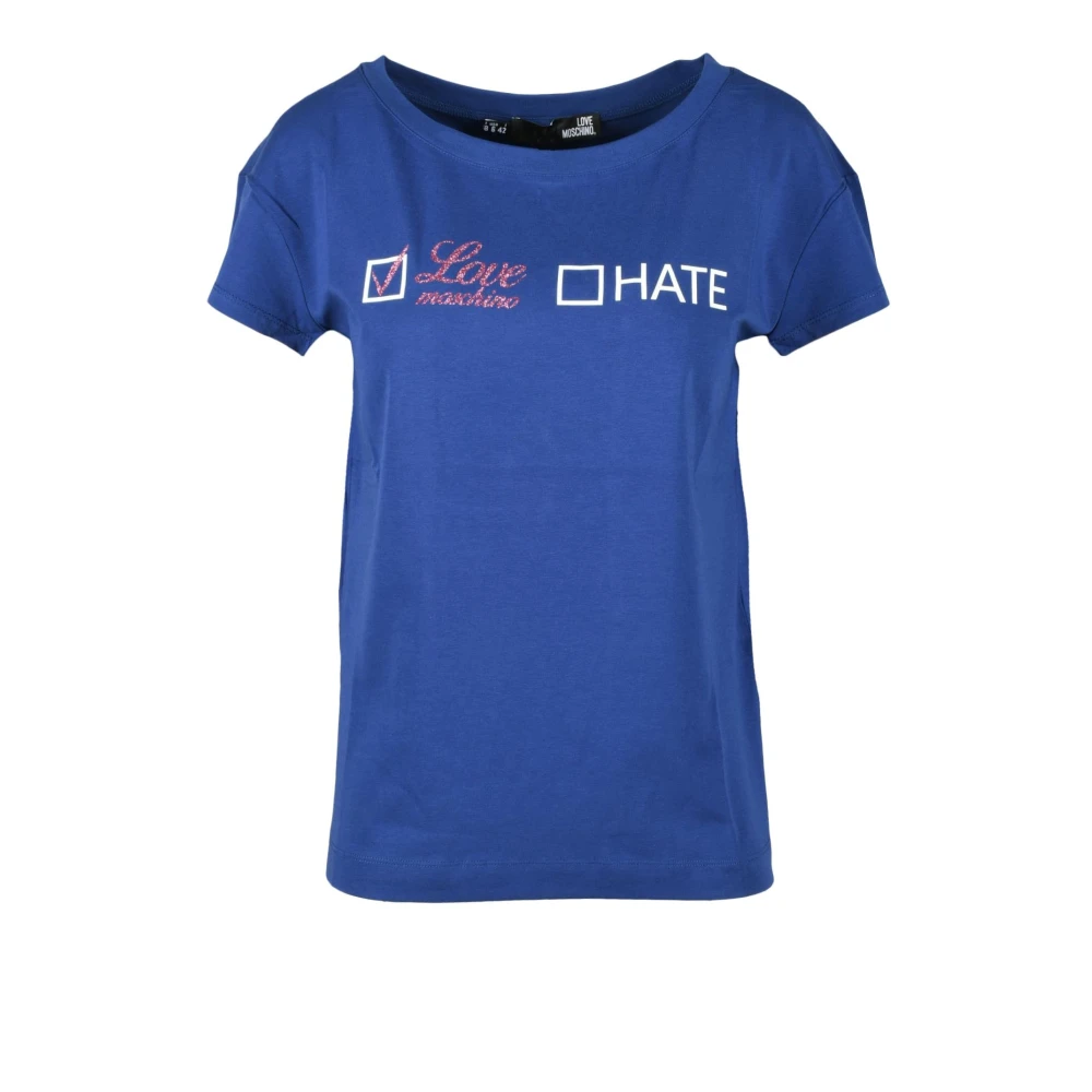 Love Moschino Katoen Elastaan T-shirt Blue Dames
