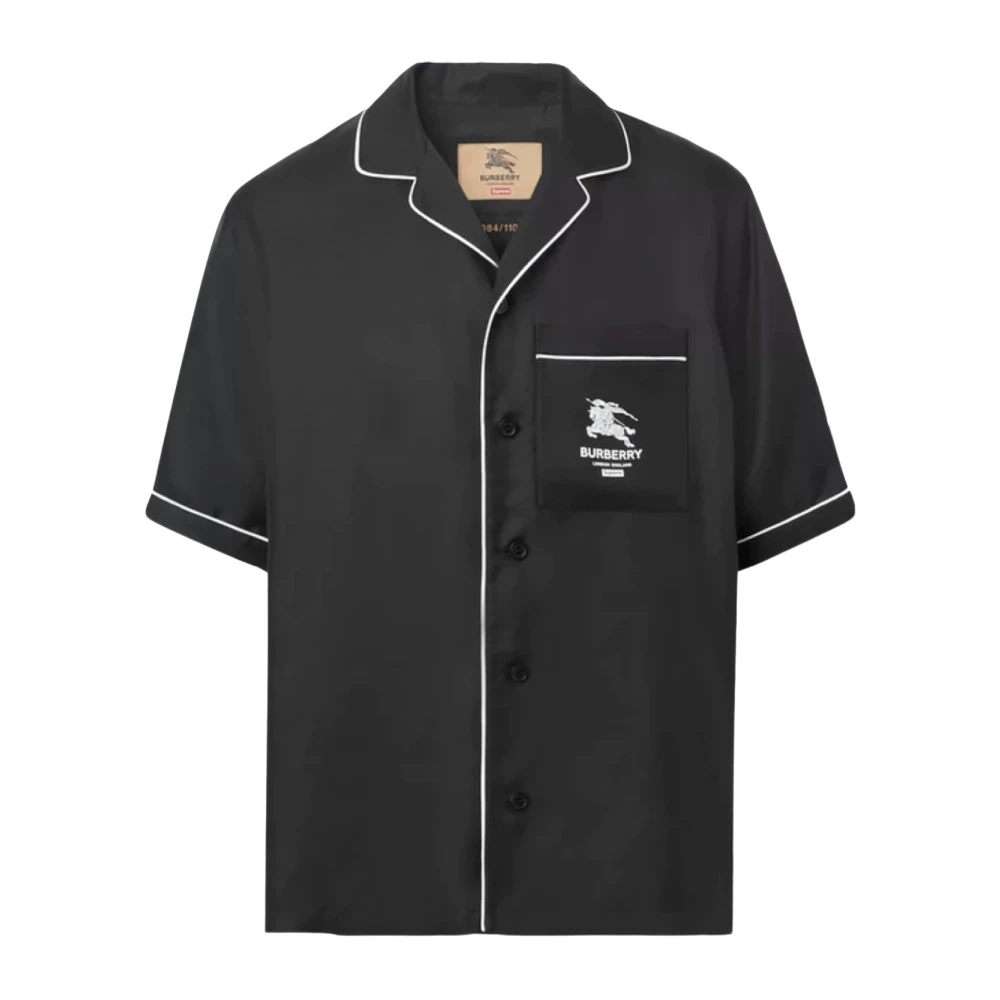 Supreme Zijden Iconische Korte Mouw Shirt Zwart Black Heren