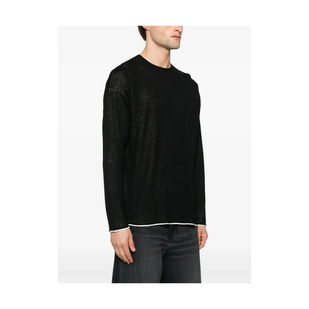 Isabel Benenato Zwarte Drop Shoulder Trui Black Heren