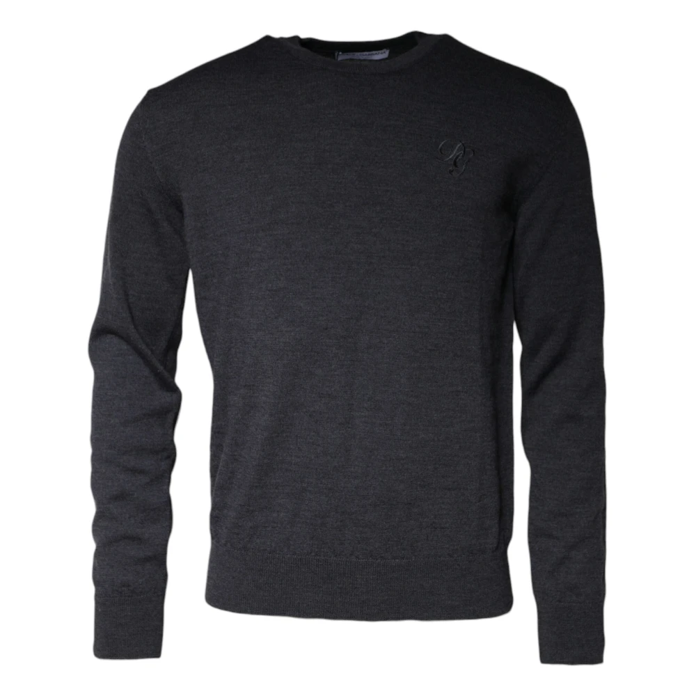 Dolce & Gabbana Dark Grey Wool Crew Neck Jumper - Male - Sweatshirts - Gray - S - Sweatshirts & Hoodies - Image 3