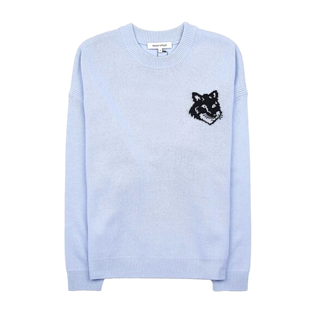 Maison Kitsuné Men's Blue Round-Neck Knitwear, M, Maglia