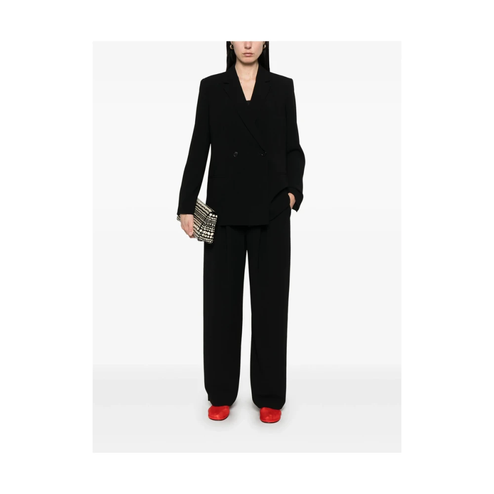 Theory Zwarte double-breasted jas met schoudervullingen Black Dames