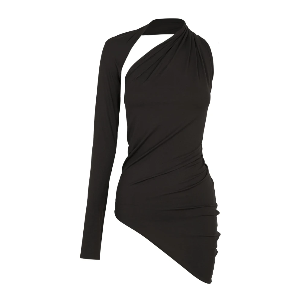 Cortana Asymmetrische Cupro Stretch Top Grafiet Black Dames