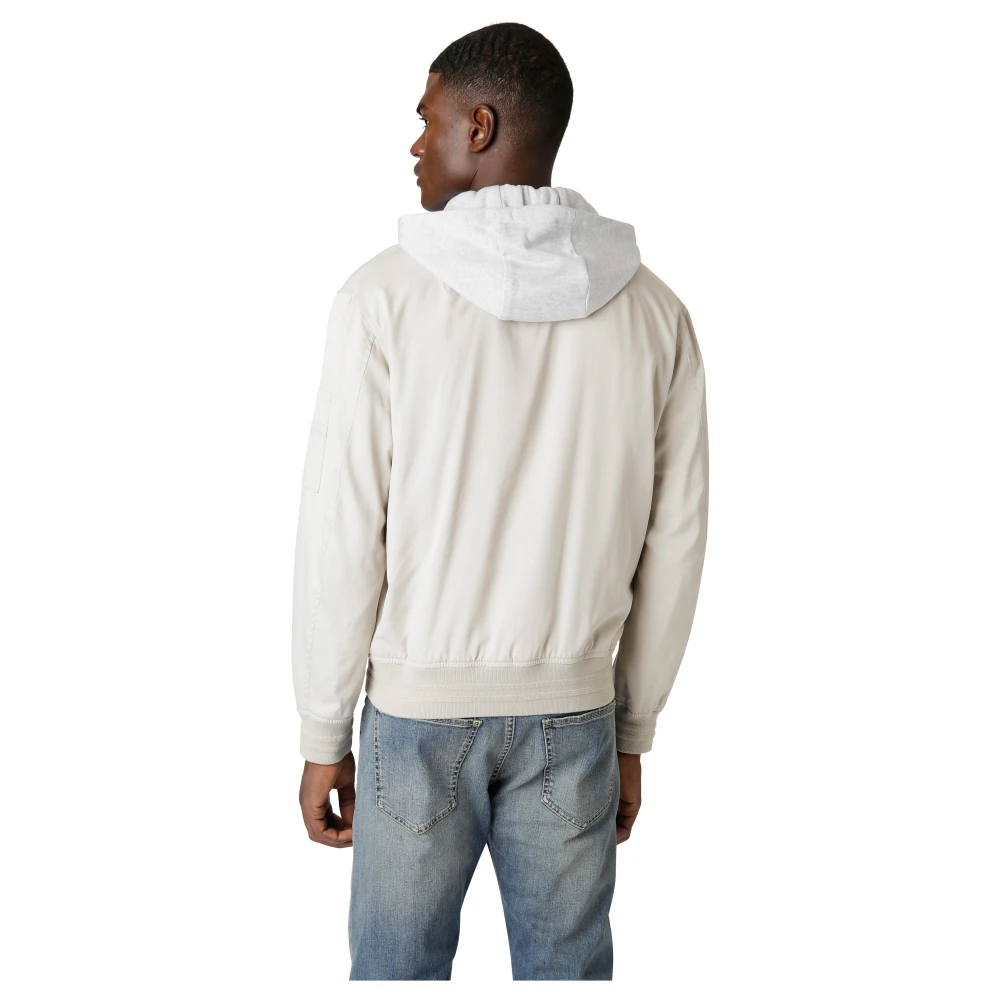 Eleventy Zijden en Fleece Bomberjack met Capuchon Beige Heren
