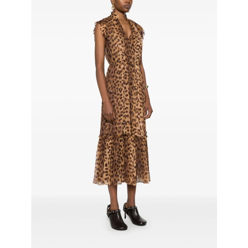 Zimmermann Bruine Midi Jurk Elegant Ruche Brown Dames
