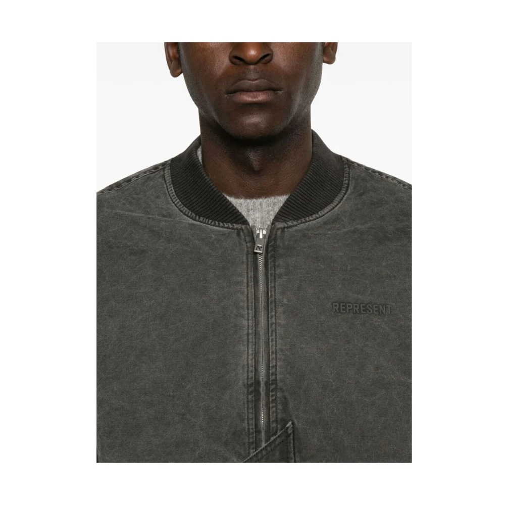 Represent Zwarte Katoenen Baseball Jack Gray Heren