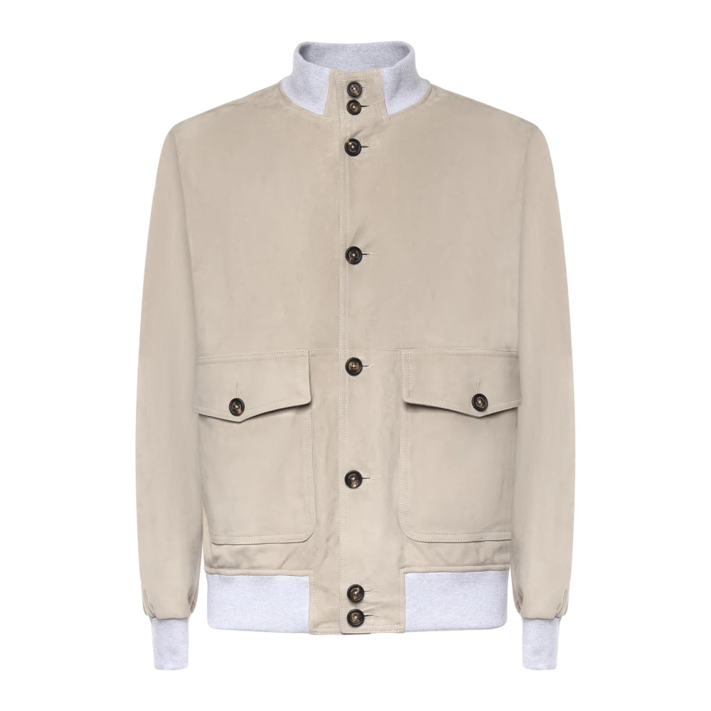 Eleventy Uomo Beige Bomber Jacket