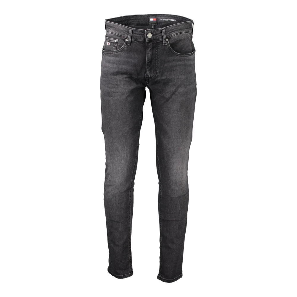 Tommy Hilfiger Zwarte Denim Slim Jeans met Borduurwerk Black Heren