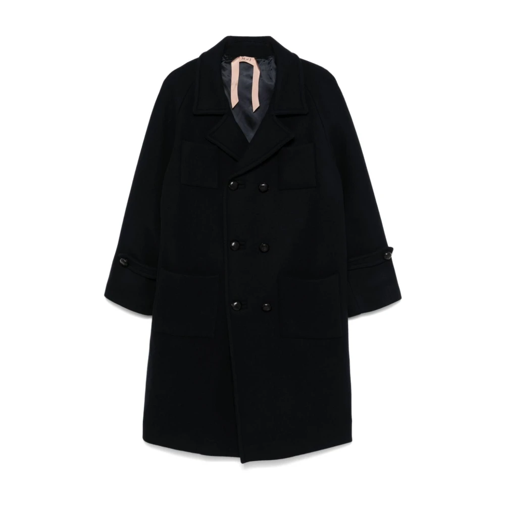 N21 Blauwe Wollen Blend Double-Breasted Jas Blue Dames
