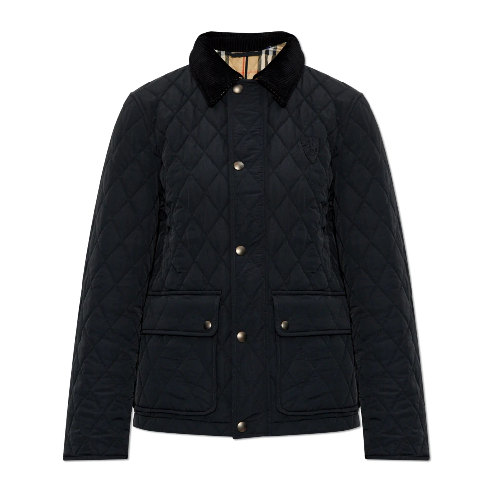 Burberry Gewatteerde jas met corduroy kraag Black Dames