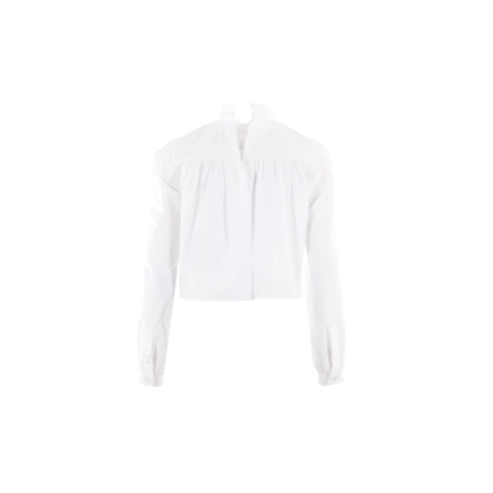 MM6 Maison Margiela Witte Geknipte Deconstructed Shirt met Jersey Inzet White Dames
