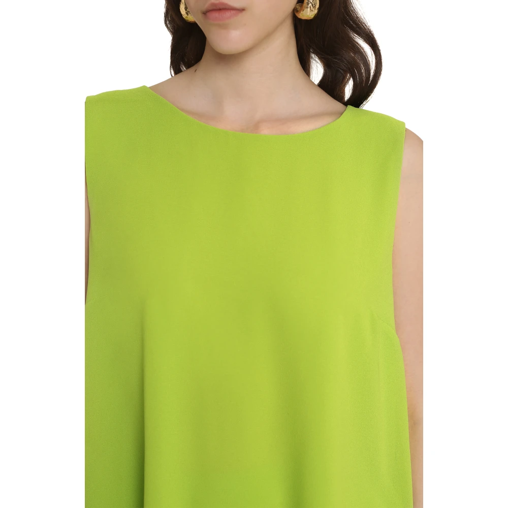 Clips Crêpe Blouse met -bow Kraag Green Dames