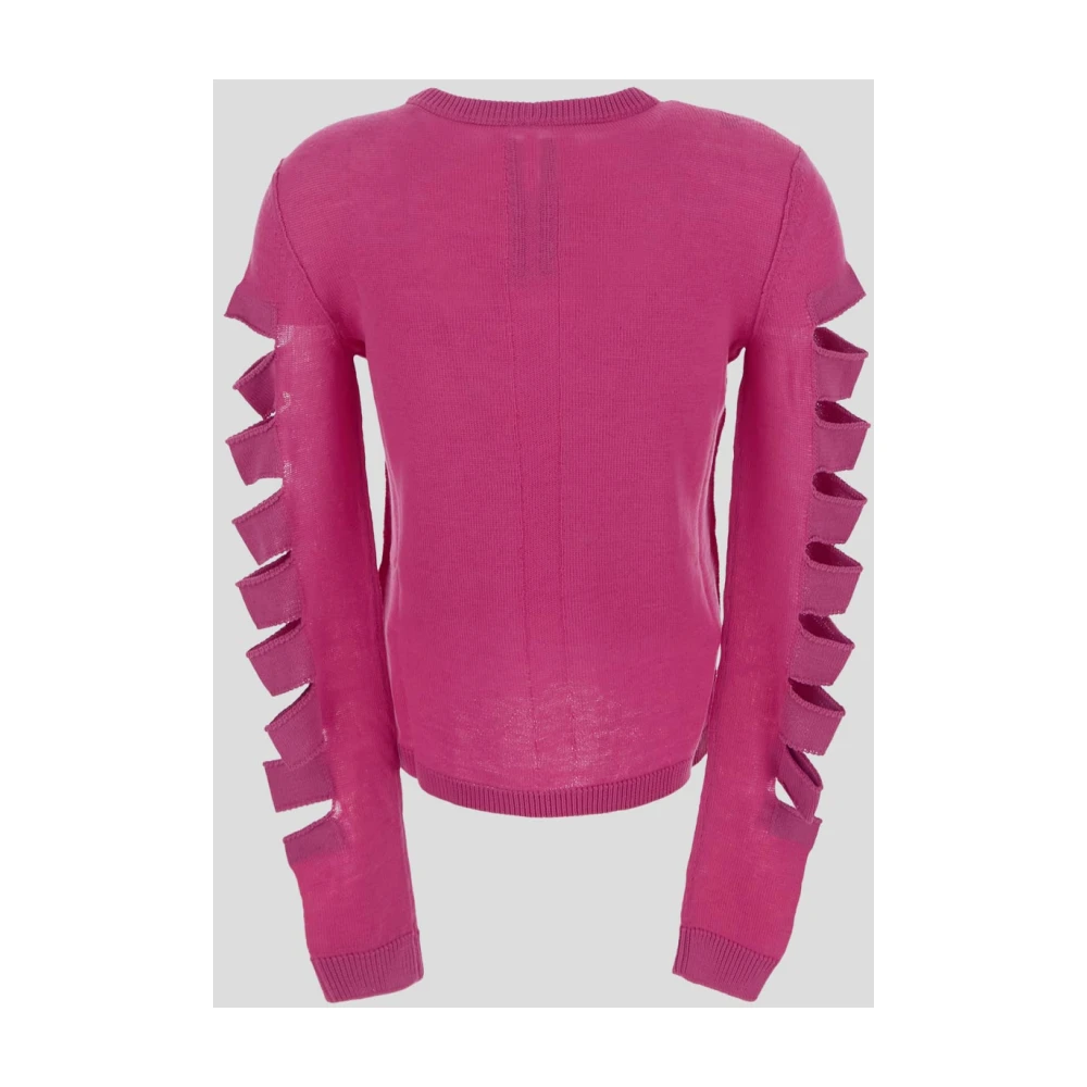 Rick Owens Ronde Hals Gebreide Trui Biker Level Spartan Rib Sweater Pink Dames
