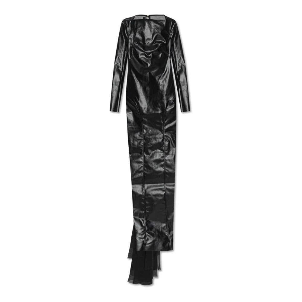 Rick Owens Zwarte zijden-panelen lange mouwen jurk Black Dames