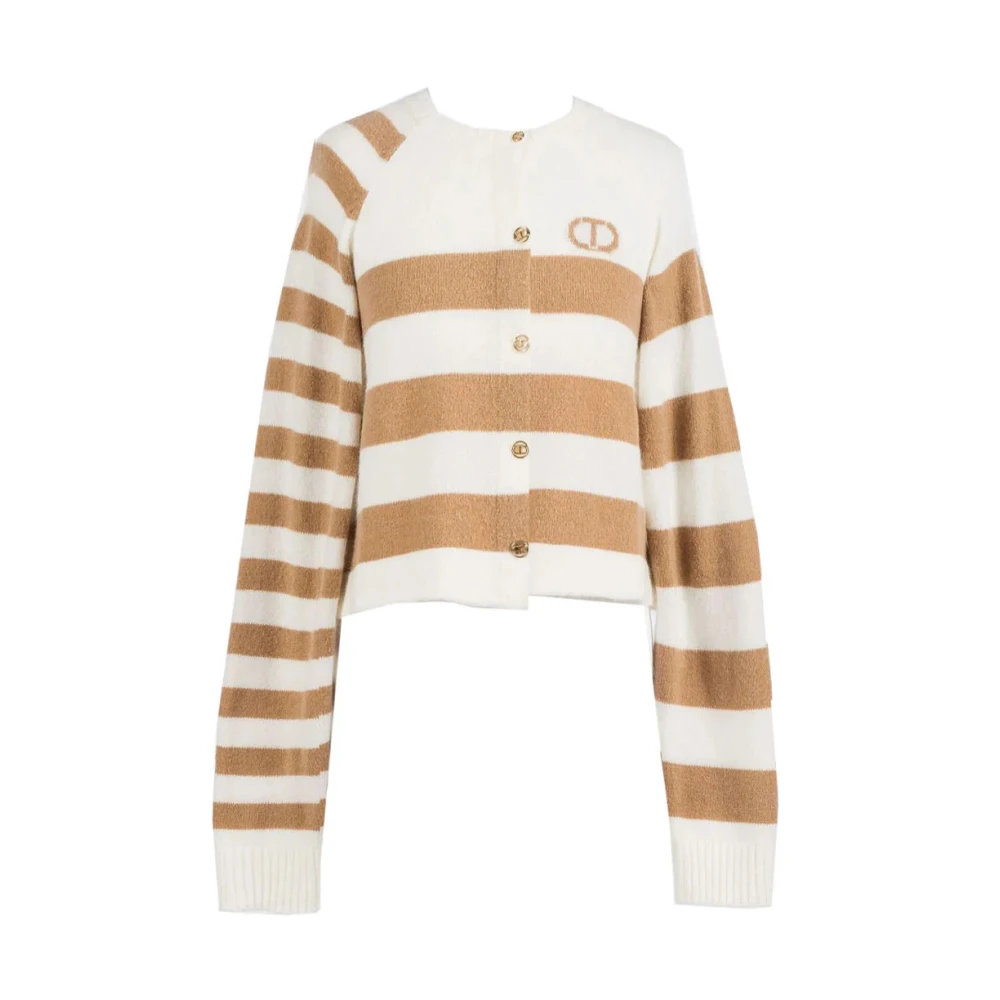 Twinset Gestreepte Vest met Ovaal Patroon Beige Dames