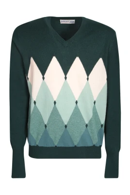 Grön V-ringad Kashmirtröja AW23