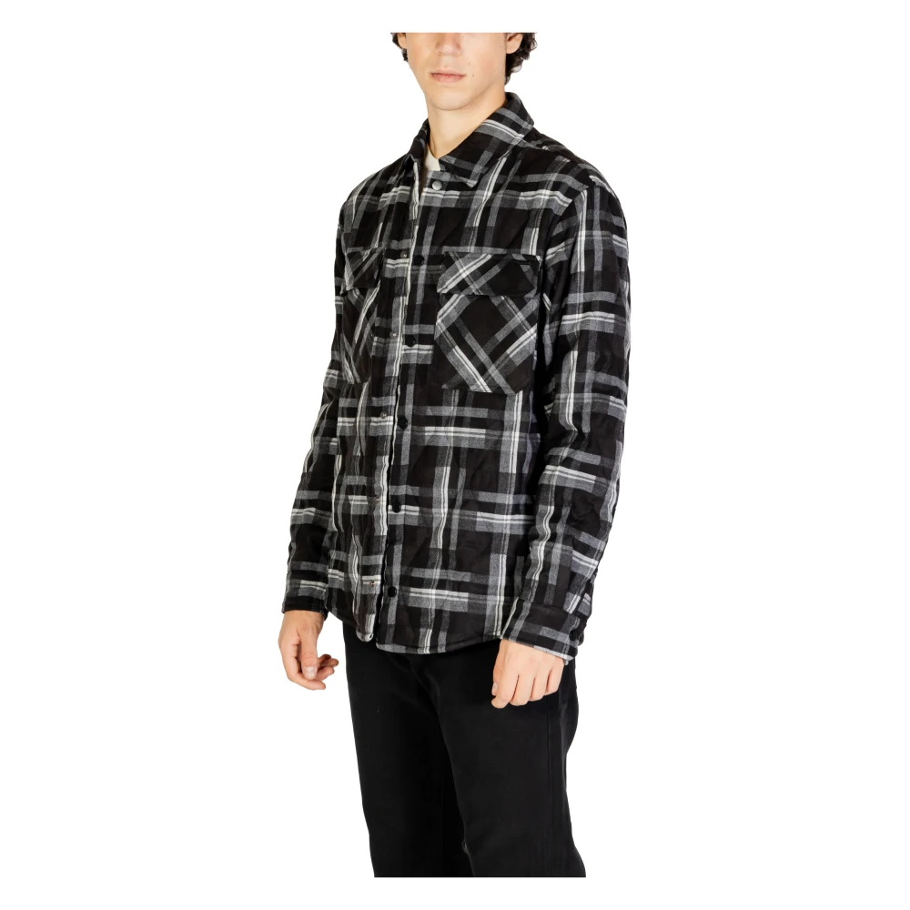 Gianni Lupo Geruite Overhemd Lange Mouw Zwart Black Heren
