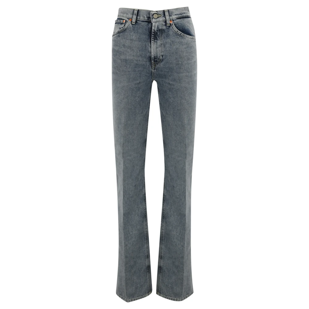 Dondup Hoge Taille Wijde Pijp Denim Broek Blue Dames