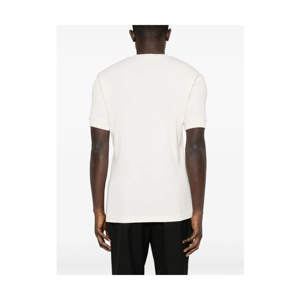 Tom Ford Witte Henley Neck T-shirt met Logo White Heren