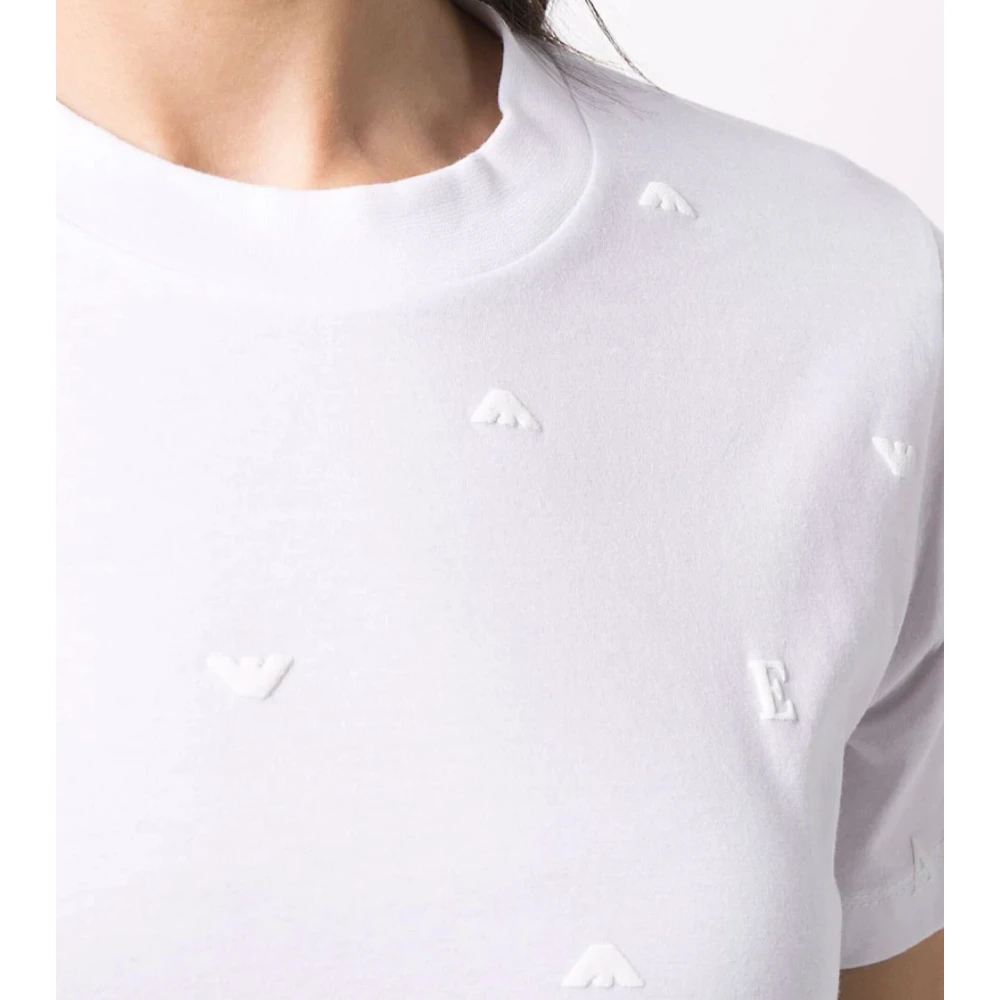Emporio Armani Monogram Print T-Shirt White Dames