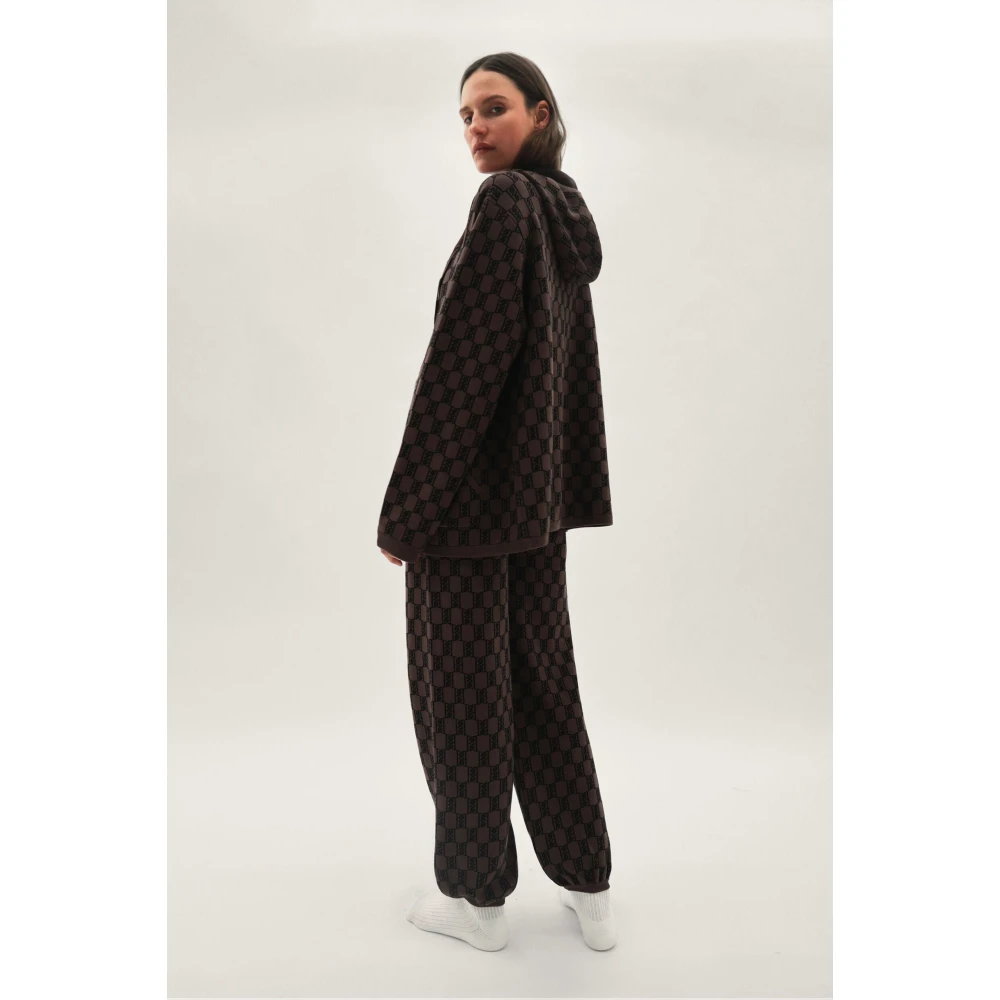By Malene Birger Donker Mahonie Rits Hoodie met Monogram Patroon By Herenne Birger Brown Dames