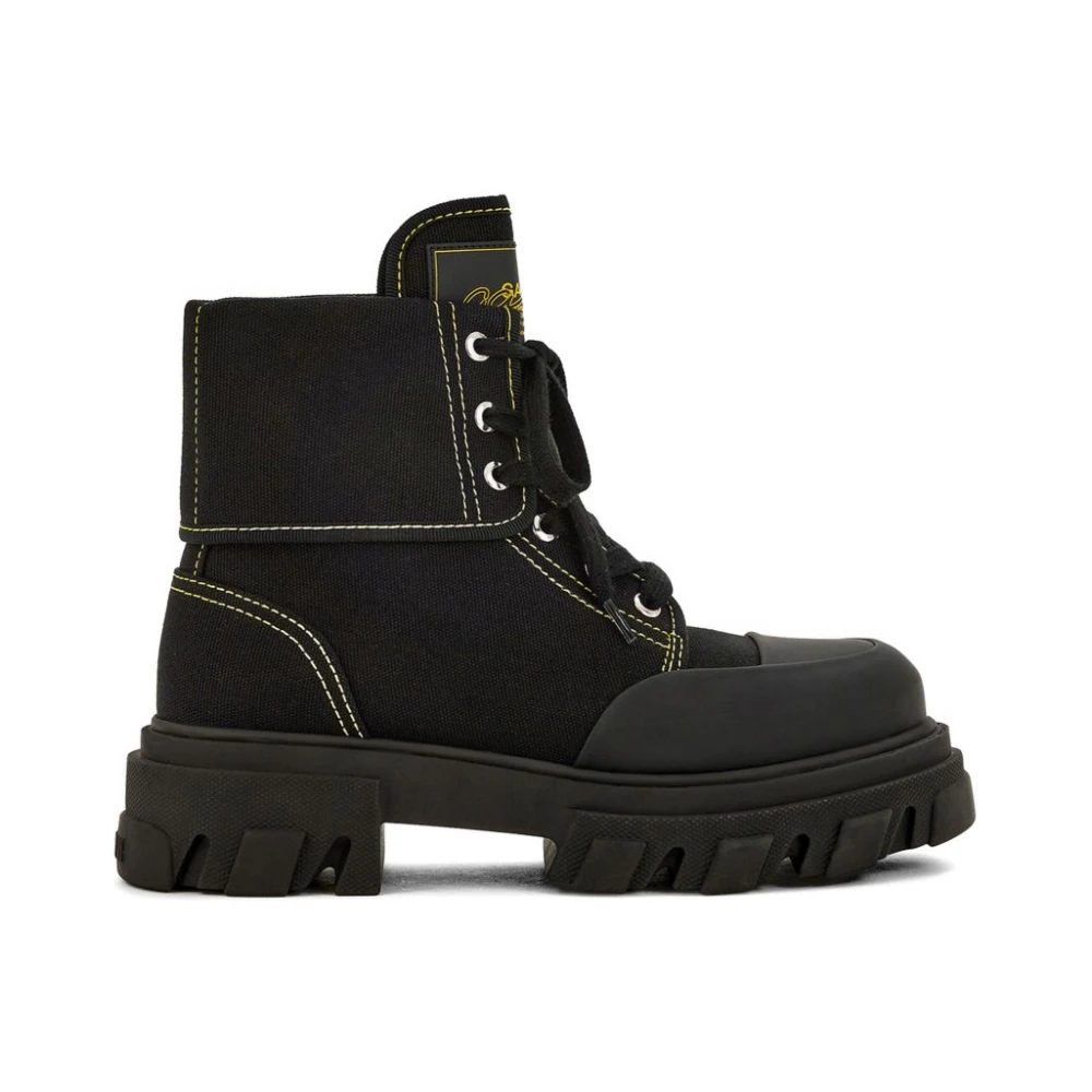 Ganni Black Boots - Female - Lace-Up Boots - 5 Uk - Shoes