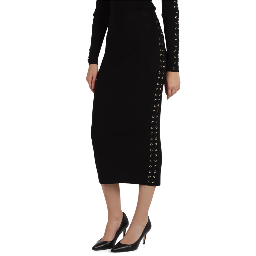 Michael Kors Geribbelde viscose midi-rok Black Dames