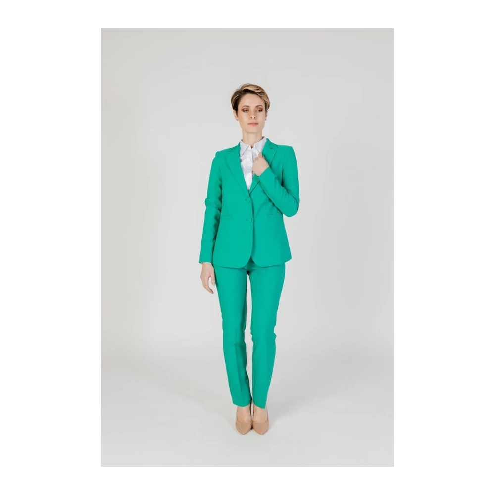 Sandro Ferrone Lente Zomer Regular Broek met Elastaan Green Dames
