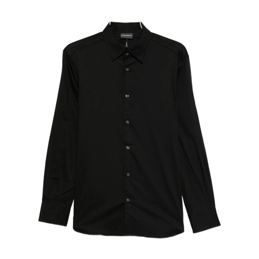 Emporio Armani Black Formal Shirts, Male, S, Stretch Pima Cotton Shirt