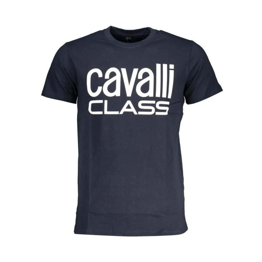 Cavalli Class Men's Blue Logo Print Crew Neck T-Shirt 2XL