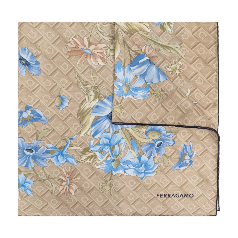 Salvatore Ferragamo Zijden sjaal met print Beige Dames