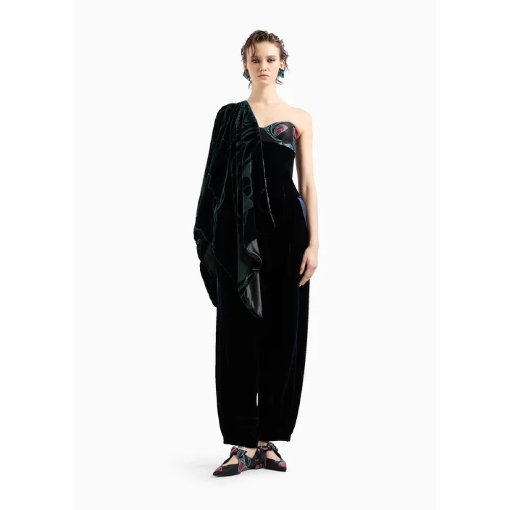Giorgio Armani Groene Bloemenfluwelen Capejas Green Dames