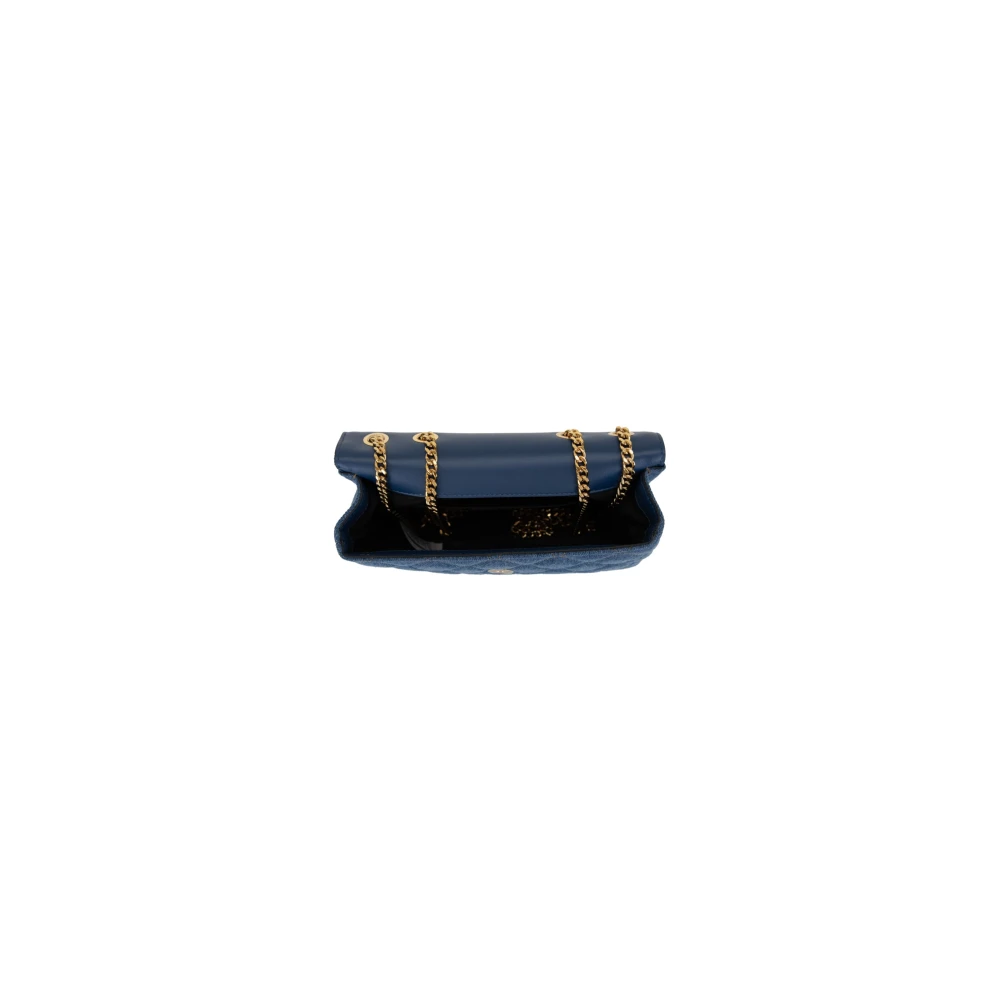 Versace Gewatteerde Dames Schoudertas Magnetische Sluiting Blue Dames