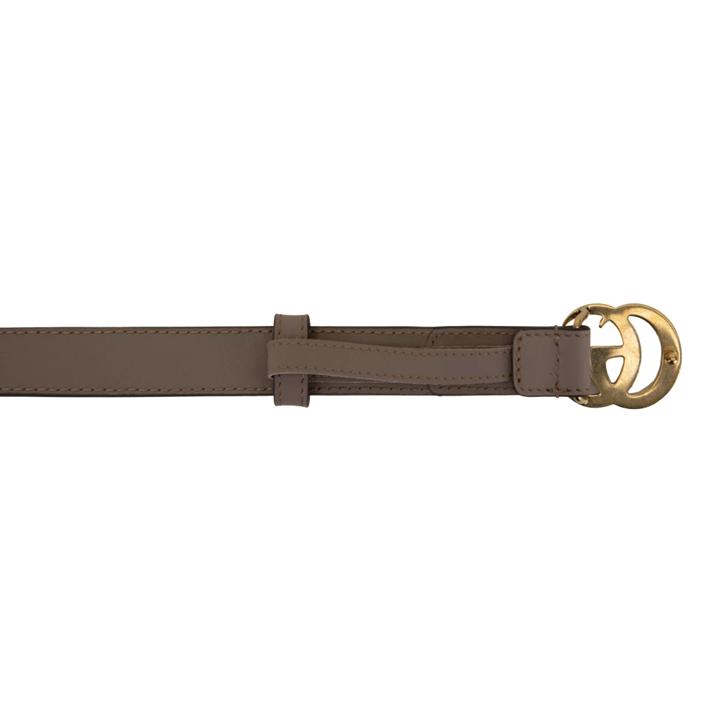 Gucci Leren Riem met GG Logo Beige Heren