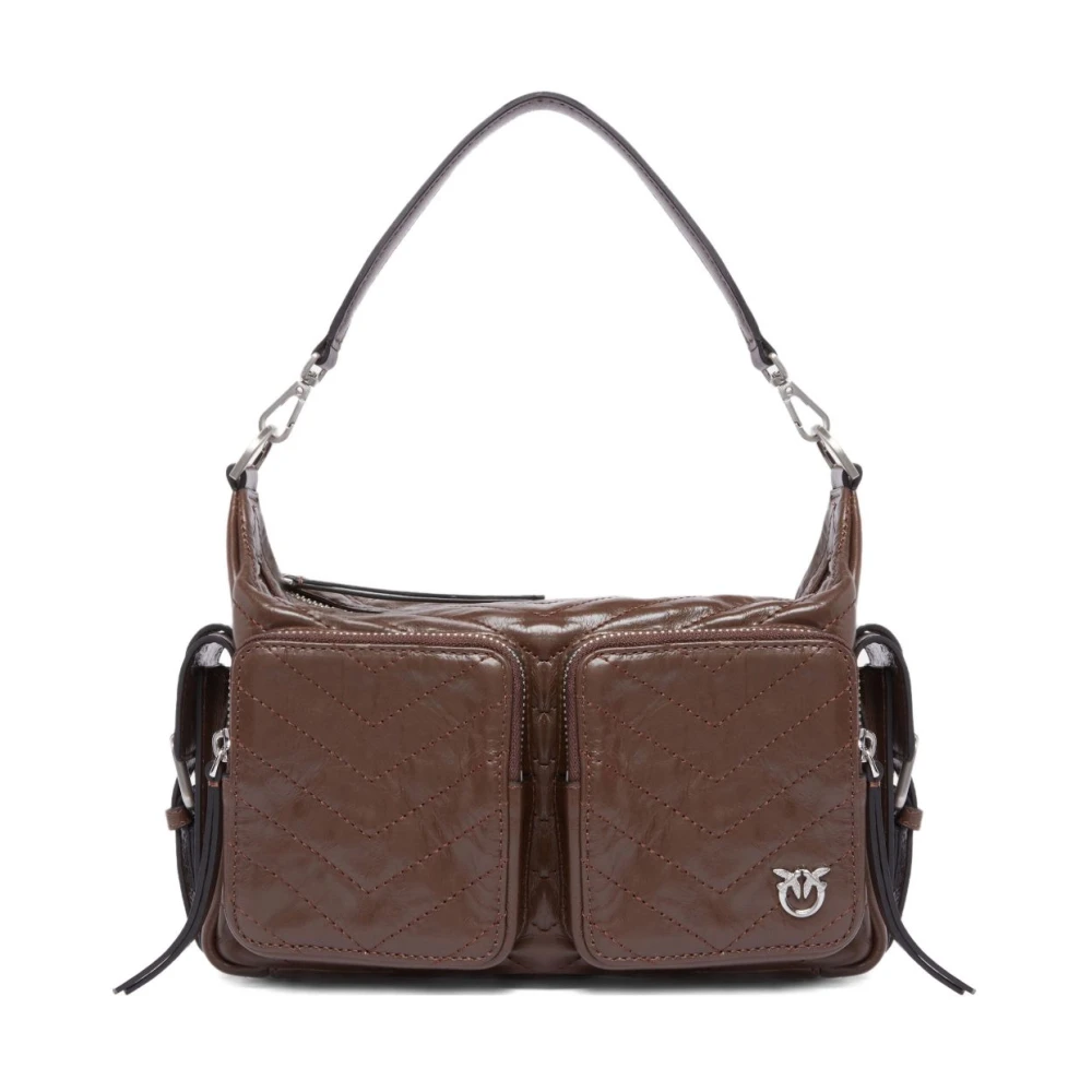 Pinko Women's Brown Leather Shoulder Bag Marrone